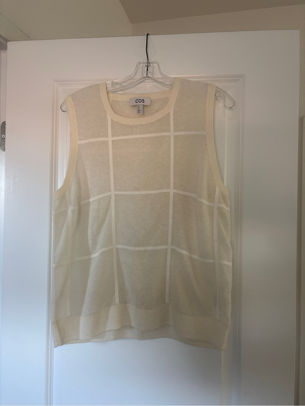 COS Cream Windowpane Knit Vest